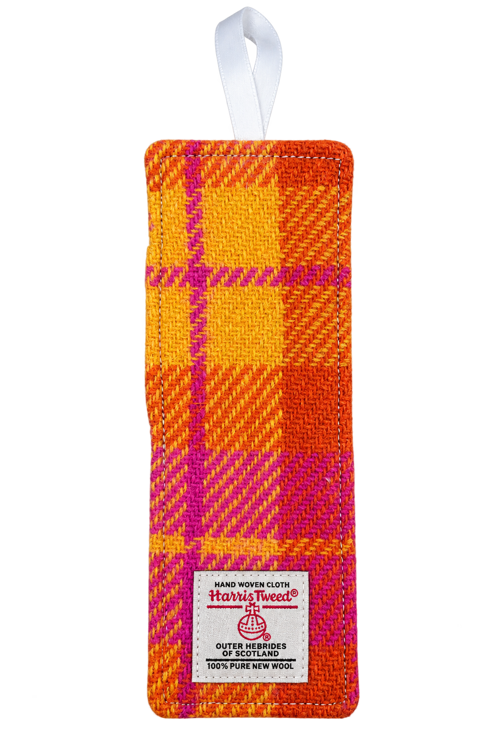 Genuine Harris Tweed & Liberty Fabric Bookmark - Orange Check