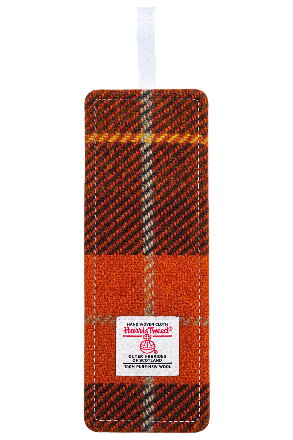 Genuine Harris Tweed & Liberty Fabric Bookmark - Burnt Orange Check