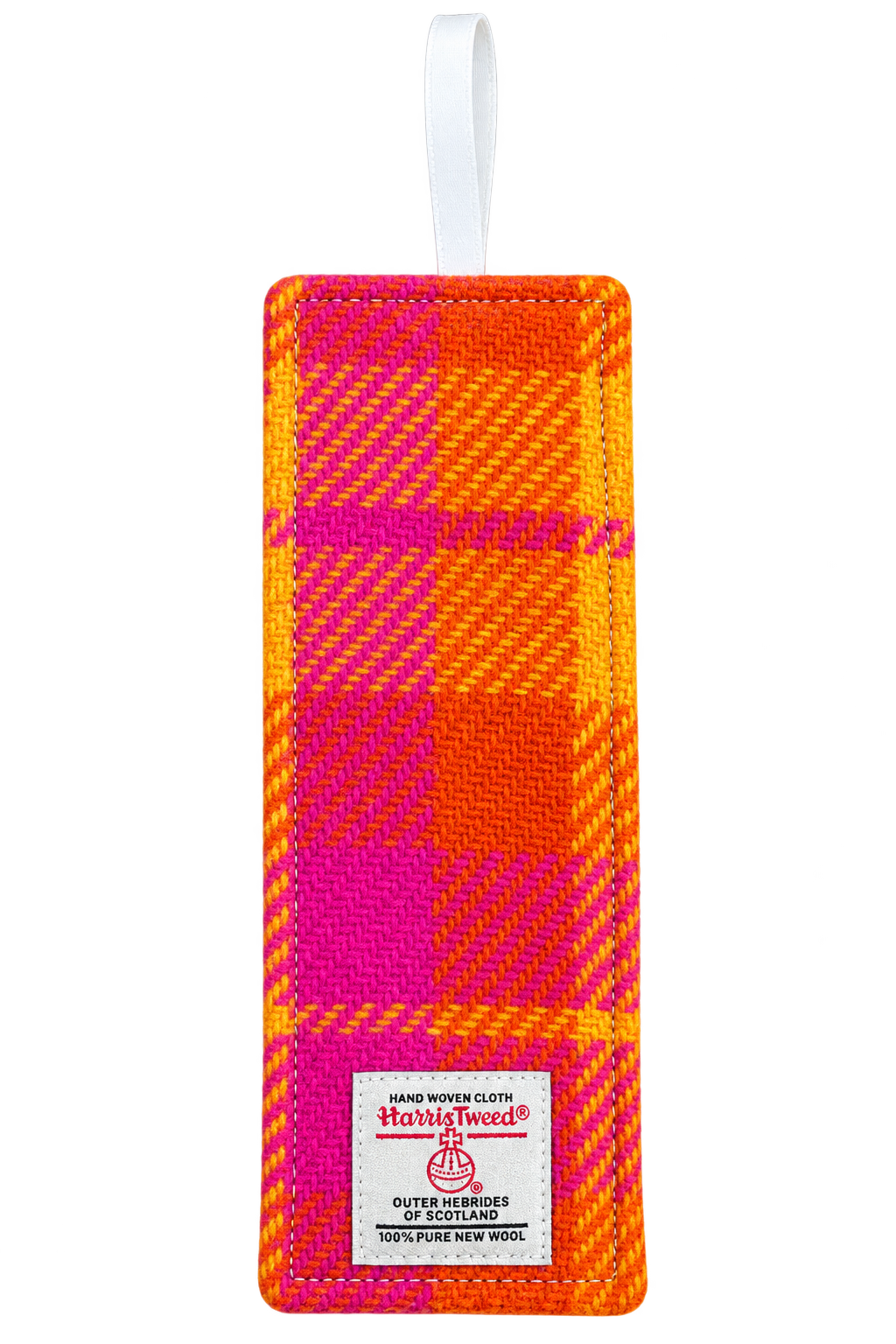 Genuine Harris Tweed & Liberty Fabric Bookmark - Orange Pink Check